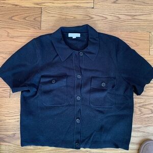 J. Crew Black Button-Up Short Sleeve Cardigan